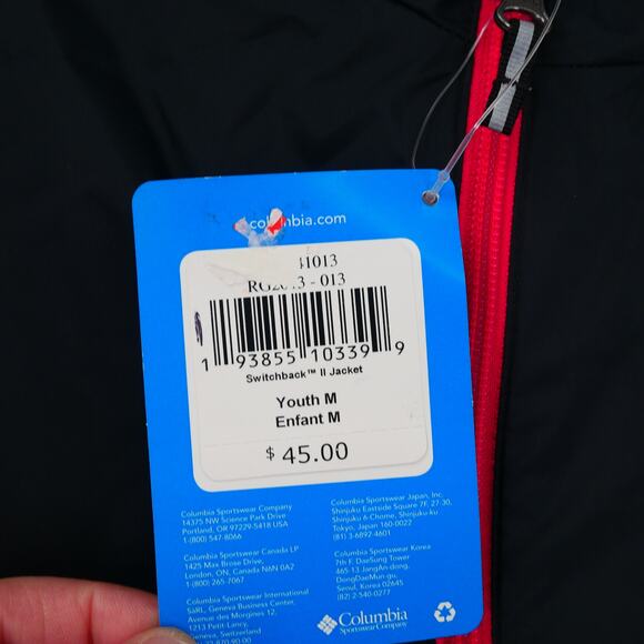 NEW Columbia Girl's 10/12 Switchback II Lightweight Rain Jacket Black Pink - Picture 4 of 10